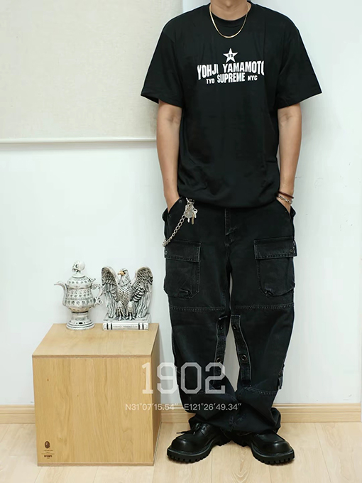 シュプリーム Supreme × Yohji Yamamoto Yohji Yamamoto STAR TEE ジョイントモデル五芒星プリント半袖Tシャツ