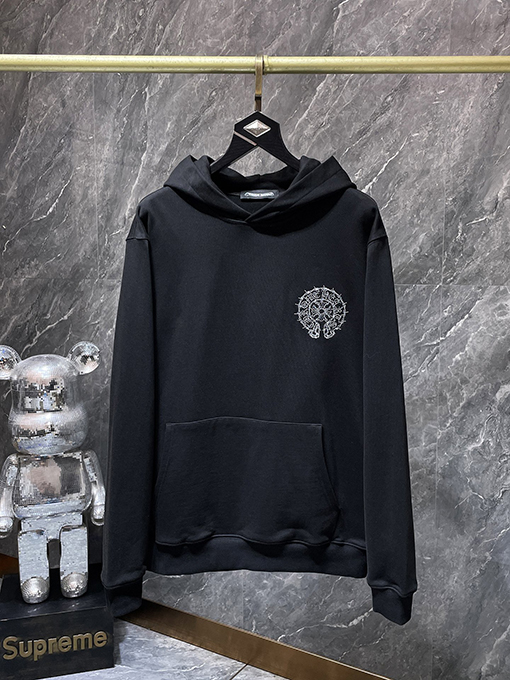 クロムハーツ ホースシューのローラー刺繍入りフード付きスパーカー