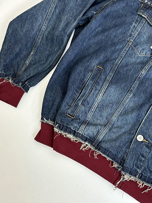 バレンシアガ Balenciag ダブルリングレター刺繍デニムフードジャケット
