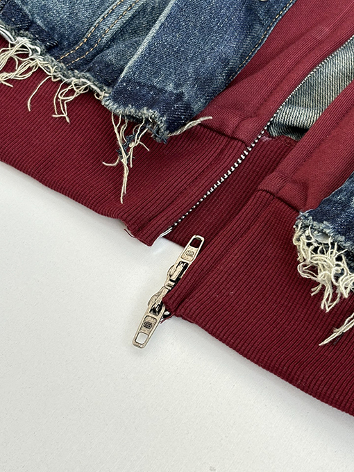 バレンシアガ Balenciag ダブルリングレター刺繍デニムフードジャケット