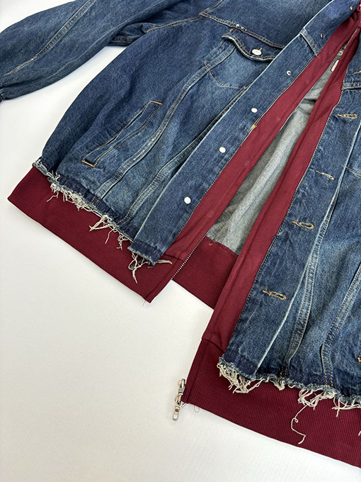 バレンシアガ Balenciag ダブルリングレター刺繍デニムフードジャケット