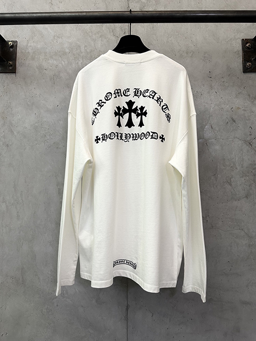 クロムハーツ 新しいフロックのロゴレタリングラウンドネック長袖シャツ