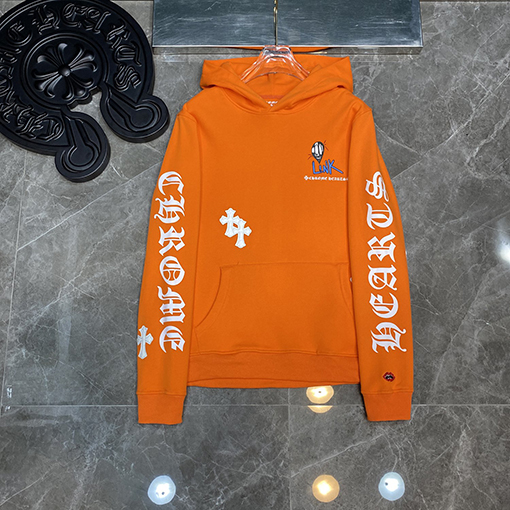 クロムハーツ Matty Boy クロス刺繍レザーグラフィティフード付きスパーカー
