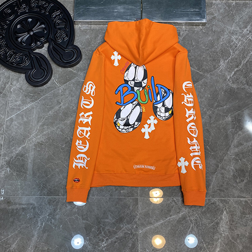 クロムハーツ Matty Boy クロス刺繍レザーグラフィティフード付きスパーカー