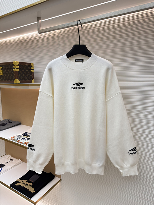 バレンシアガスーパーコピー 3B 刺繍ウールセーター