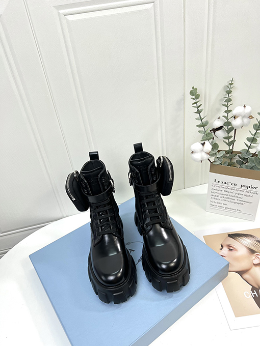 プラダ 英風カラーブロックのファッションアンクルブーツ
