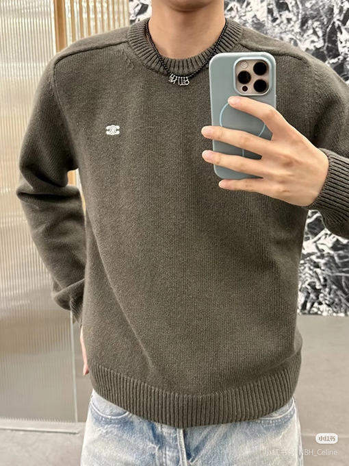 セリーヌスーパーコピー 新しくファッショナブルな凱旋門の刺繍ロゴニットウェア
