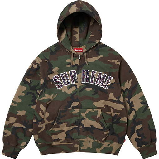 シュプリームコピー x B.B.SIMON ZIP UP HOODED コラボレーション スワロフスキー人気の迷彩 ジップパーカー