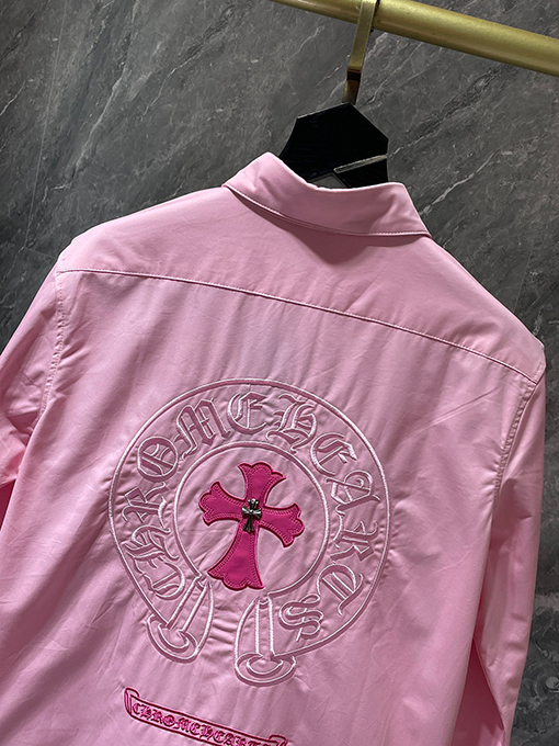 クロムハーツ 刺繍入りのカラフルなクロスホースシューパッチワークレザーリベットシャツ