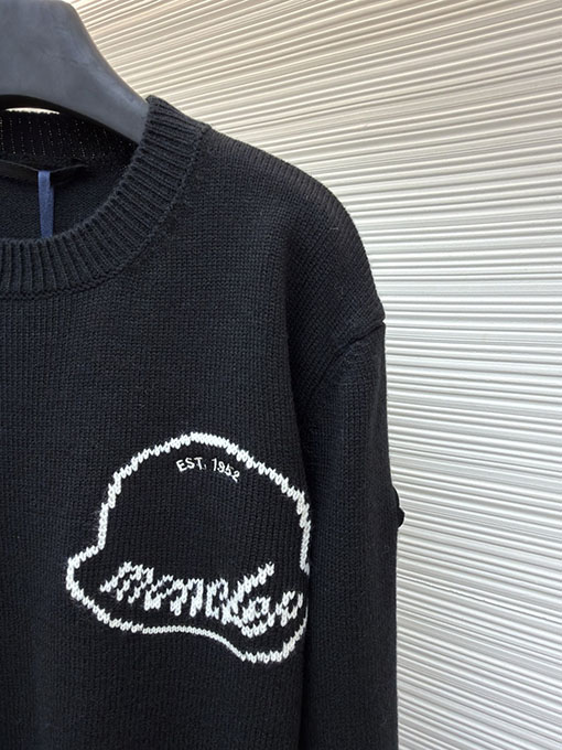 モンクレール 刺繍ロゴクルーネック長袖セーター