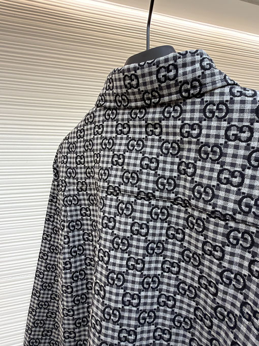 グッチ 全面チェック柄ジャカードシャツ