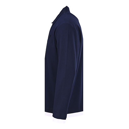 プラダ 高品質のパッチワークラベルフェイクツーピース長袖ポロシャツ