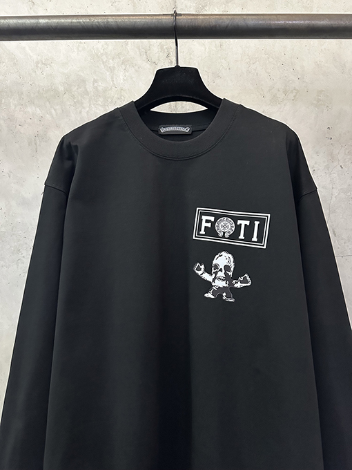 クロムハーツ FOTI システム ブラック&ホワイト ナイングリッド クルーネックロングスリーブシャツ