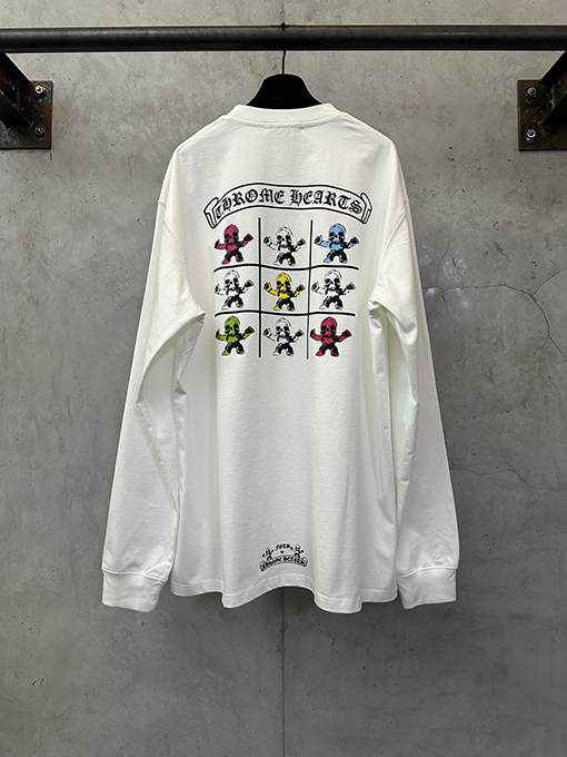 クロムハーツ FOTI システム ブラック&ホワイト ナイングリッド クルーネックロングスリーブシャツ
