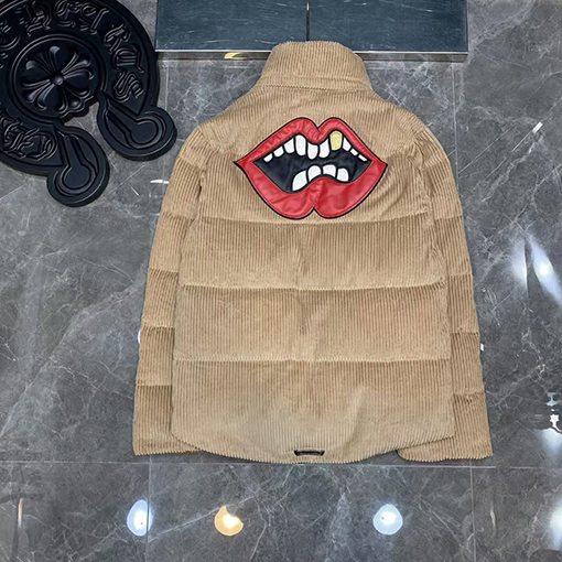 クロムハーツ Matty Boy 赤いリップのコーデュロイダウンジャケット