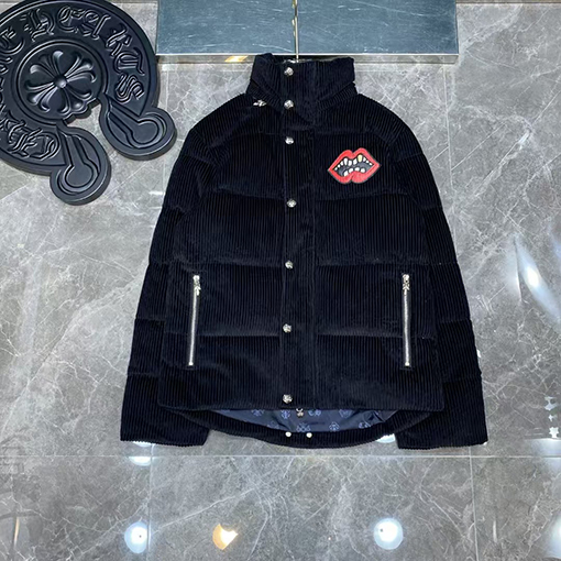 クロムハーツ Matty Boy 赤いリップのコーデュロイダウンジャケット