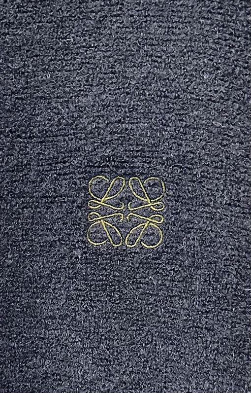 ロエベ 刺繍ロゴウールループニットジップアップパーカー