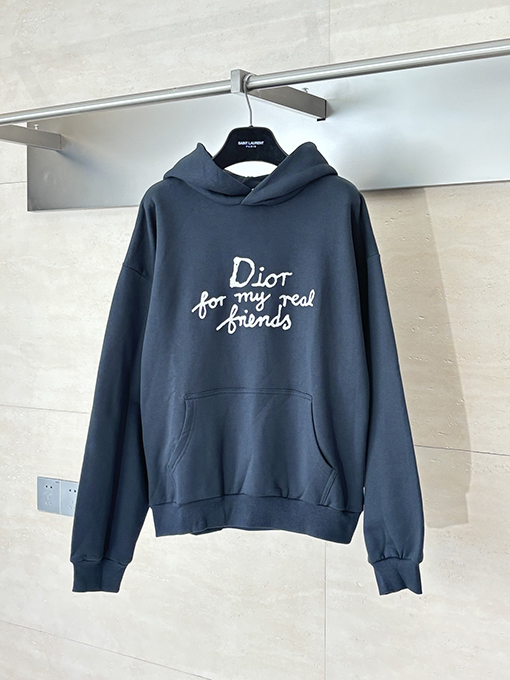 ディオールコピー ネイビーブルーのシグネチャー刺繍パーカー