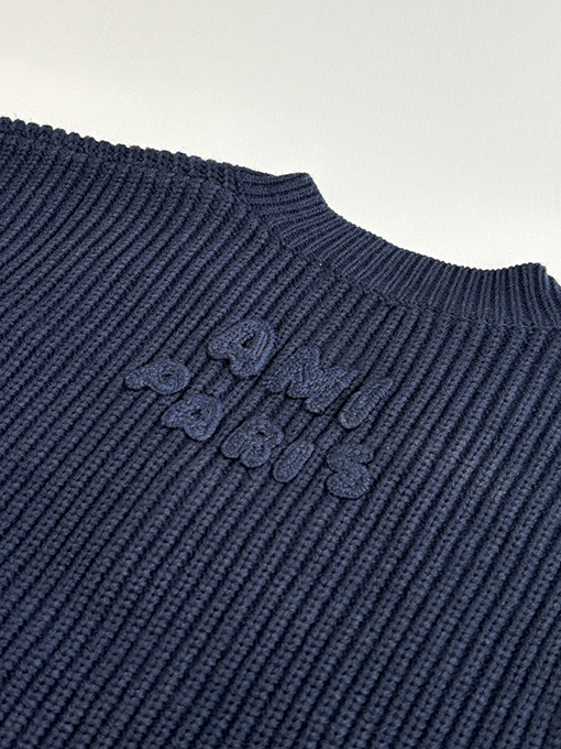 アミスーパーコピー 新作テリークロス刺繍Vネックカラーブロックニットセーター