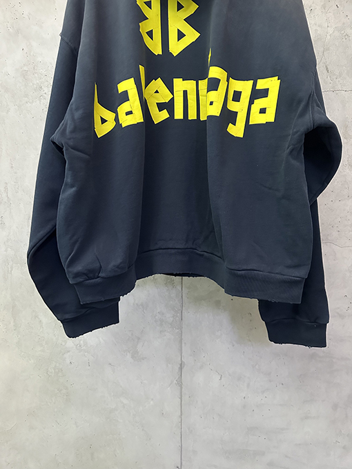 バレンシアガ Balenciaga シルバーテーププリントフード付きスウェットシャツ