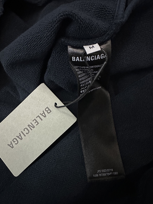 バレンシアガ Balenciaga シルバーテーププリントフード付きスウェットシャツ