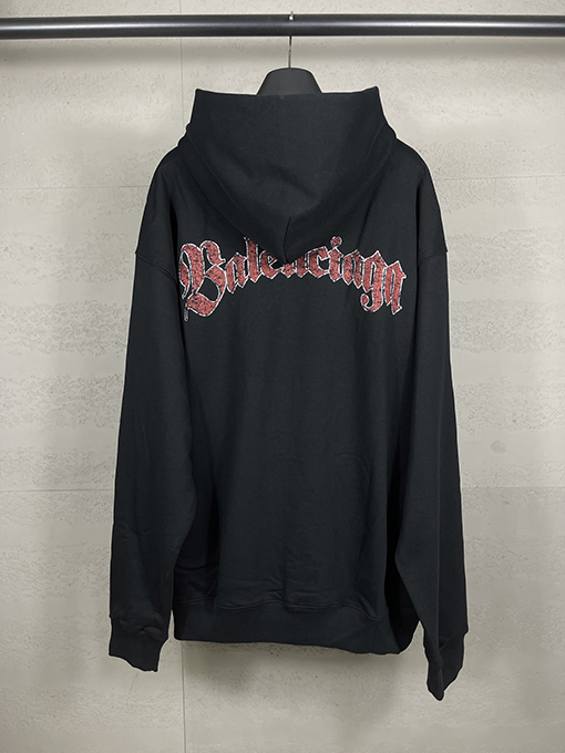バレンシアガ Balenciaga 新しいツートンのしロゴウォッシュダメージのジップアップパーカー