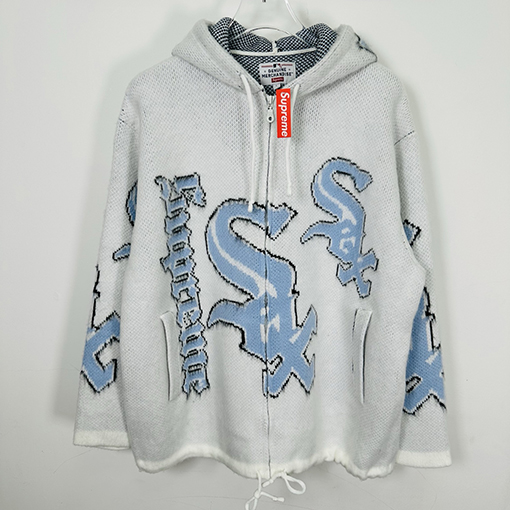 シュプリームコピー × Chicago White Sox FW25 ZIP UP HOODED SWEATER ジッパー付きプラッシュセーター