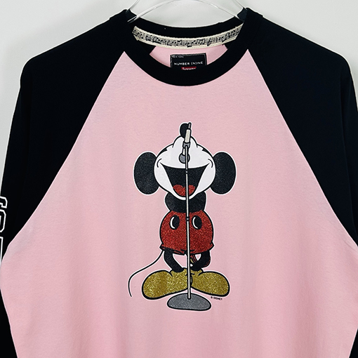 シュプリームコピー × NUMBER (N)INE × Disney Mickey Raglan L/S Top ミッキーマウスプリント長袖シャツ