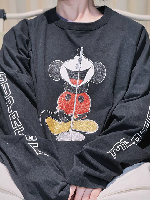 シュプリームコピー × NUMBER (N)INE × Disney Mickey Raglan L/S Top ミッキーマウスプリント長袖シャツ
