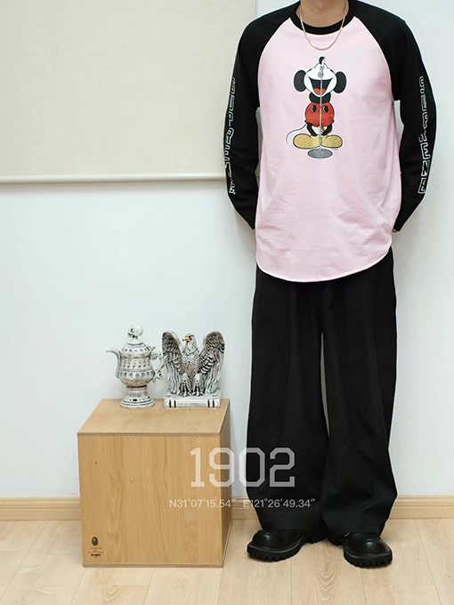 シュプリームコピー × NUMBER (N)INE × Disney Mickey Raglan L/S Top ミッキーマウスプリント長袖シャツ