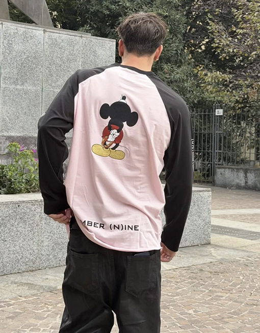 シュプリームコピー × NUMBER (N)INE × Disney Mickey Raglan L/S Top ミッキーマウスプリント長袖シャツ
