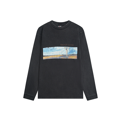 セントマイケル オーシャンブルースカイ アメリカンスタイル VTG ウォッシュダメージ長袖シャツ
