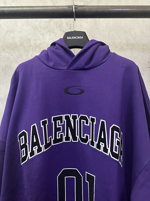 バレンシアガ Balenc1aga バスケットボール 01 刺繍プリント フード付きスウェットシャツ