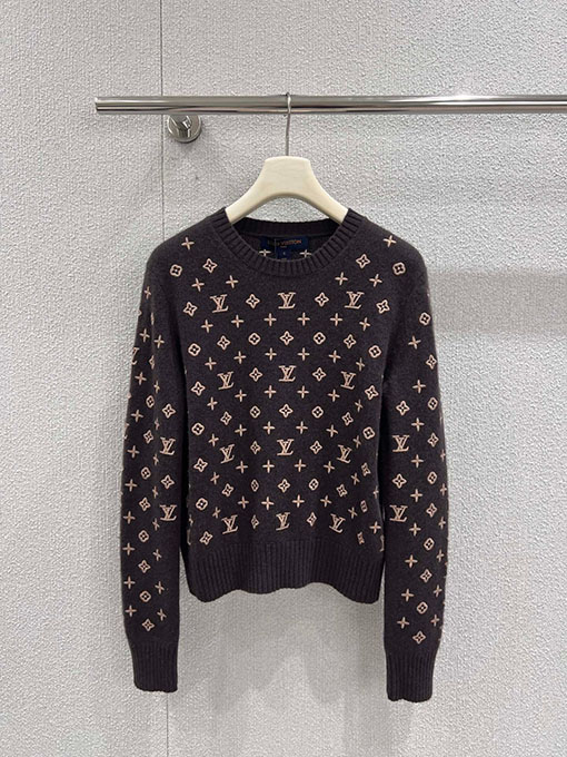 ルイヴィトン 新しい3Dエンボスモノグラムロゴ刺繍カシミアセーター