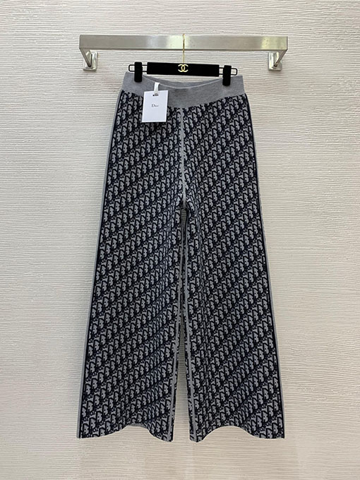 ディオール Oblique モノグラムジャカードダブルニットストレートレッグパンツ