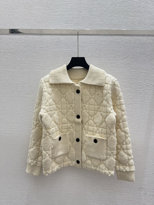 ディオール バックレターカラーニット長袖カーディガン