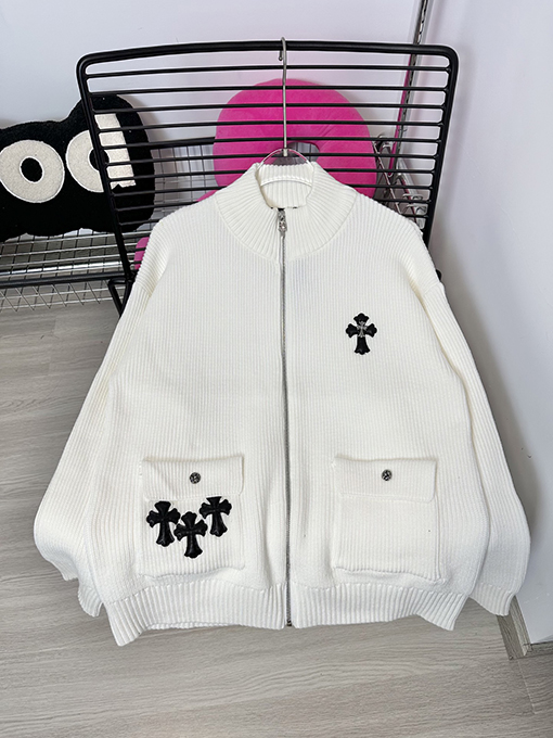 クロムハーツ クロスラベルウールニットカーディガンセーターコート