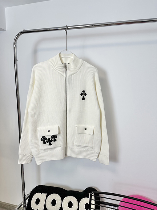 クロムハーツ クロスラベルウールニットカーディガンセーターコート