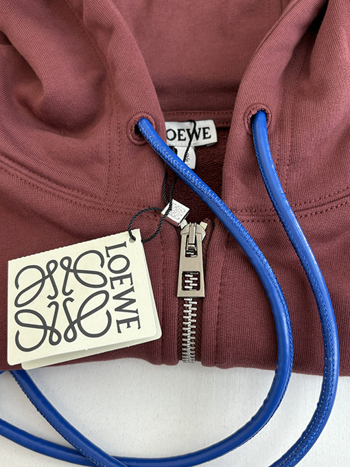 ロエベコピー ロゴ刺繍入りジップアップフード付きスウェットシャツジャケット