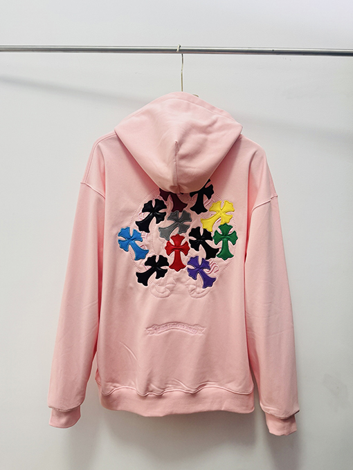 クロムハーツ ドーパミンシリーズ ピンク刺繍フード付きスウェットシャツ