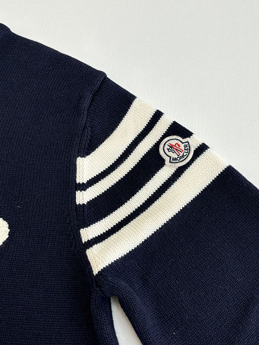 モンクレール Moncler テリークロス刺繍レターロゴウールブレンドニットクルーネックセーター