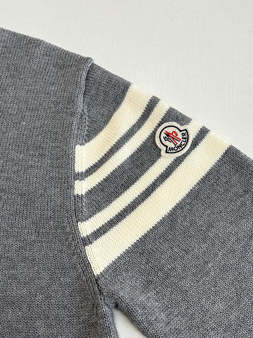 モンクレール Moncler テリークロス刺繍レターロゴウールブレンドニットクルーネックセーター
