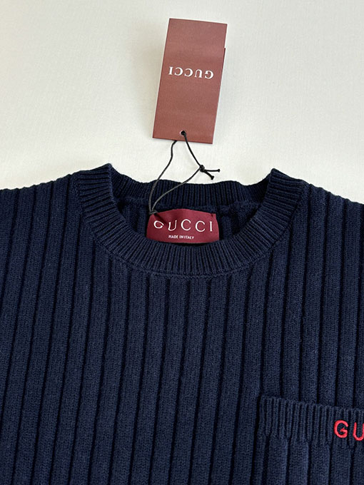 グッチ 厚のリブ編みシルクウール混クルーネックセーター