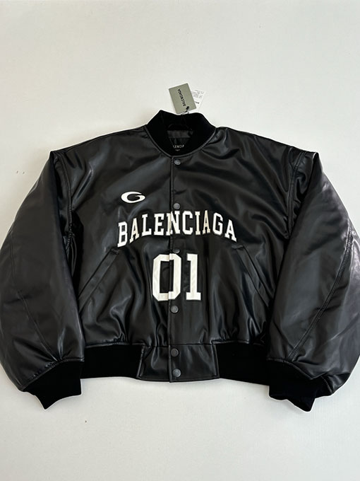 バレンシアガ BALENCIAGA 01 Basketball Series ロゴ刺繍入りベースボールカラーボンバージャケット