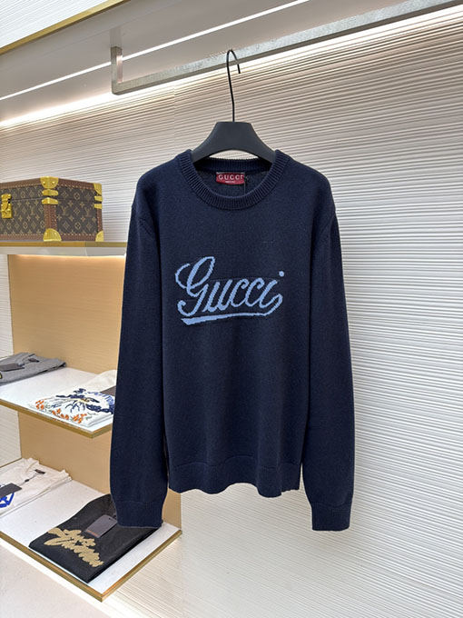 グッチ インターシャニットウールクルーネックセーター