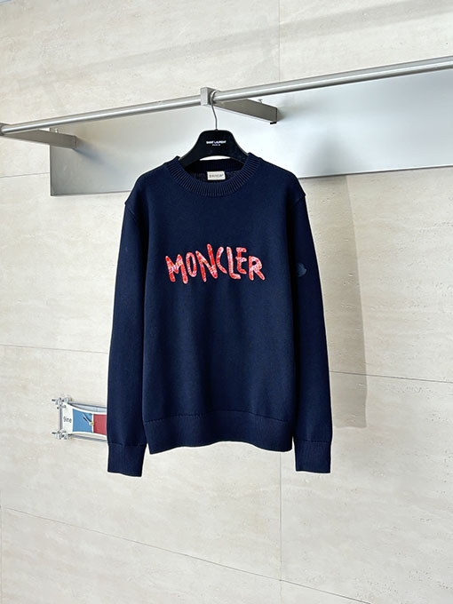 モンクレール Moncler 刺繍ロゴクルーネックニットセーター
