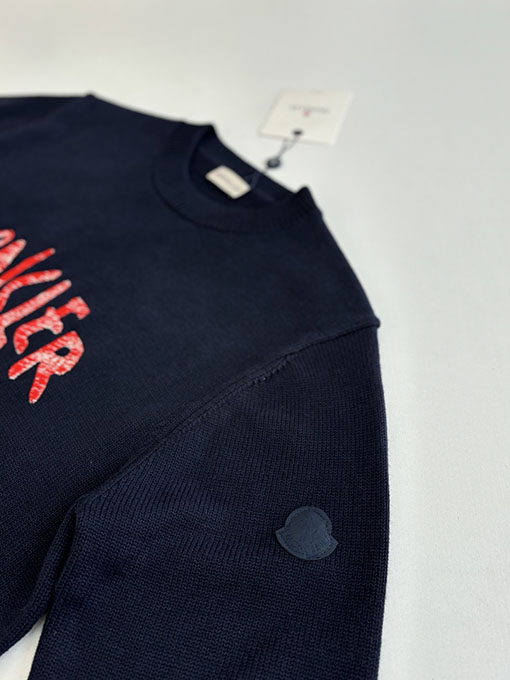モンクレール Moncler 刺繍ロゴクルーネックニットセーター