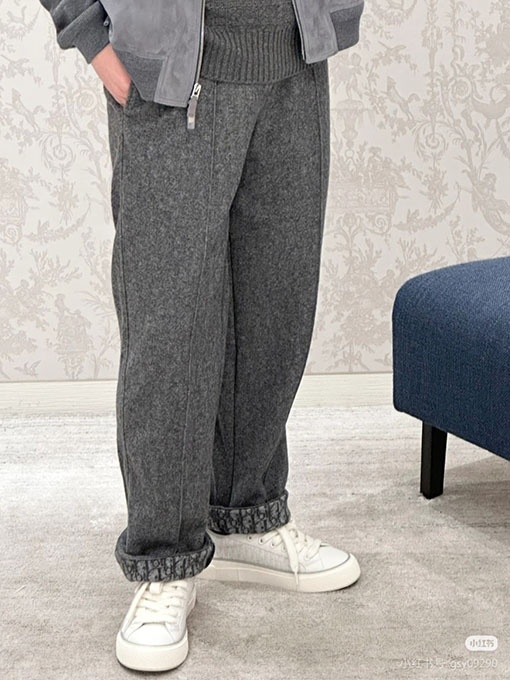 ディオールスーパーコピー モノグラムウールとカシミアのストレートレッグパンツ