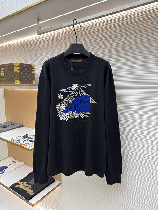 ルイヴィトン 刺繍入り火山インレイニットセーター