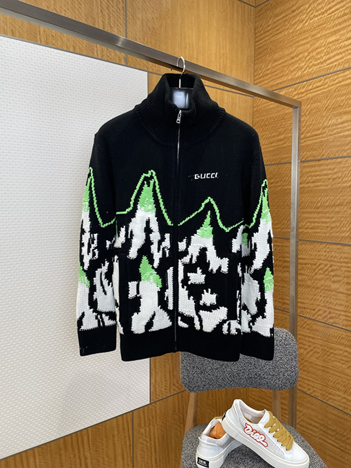 グッチスーパーコピー Gucci ハイネックジャカードニットジップアップジャケット
